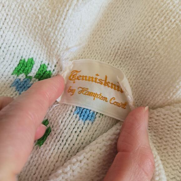 Vintage Tennisknit by Hampton Court Mini Knit Dress Floral 1970s Rare Women - Picture 10 of 11